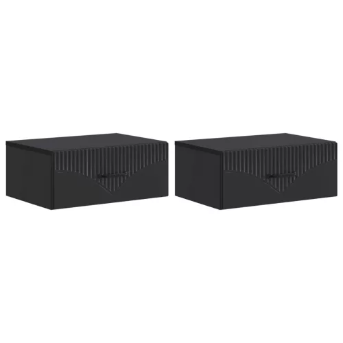 vidaXL Fali éjjeli szekrény 2 pcs Fekete 49 x 34,5 x 20 cm Szerelt Fa