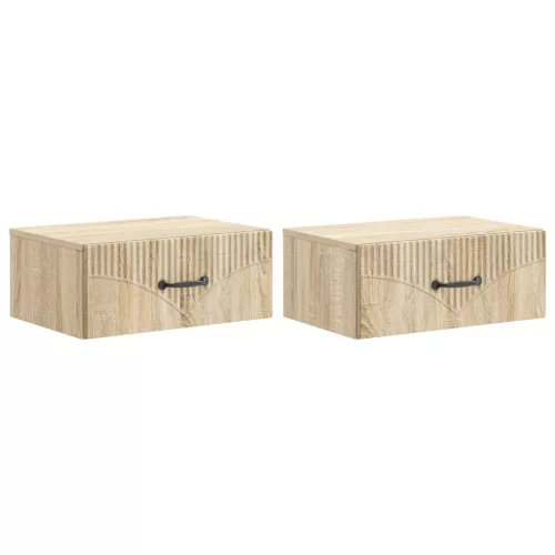 vidaXL Fali éjjeli szekrény 2 pcs Sonoma Tölgy 49 x 34,5 x 20 cm