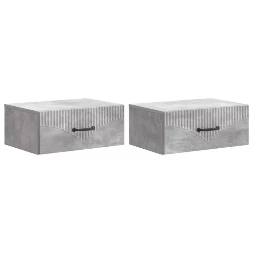 vidaXL Fali éjjeli szekrény 2 pcs Betonszürke 49 x 34,5 x 20 cm
