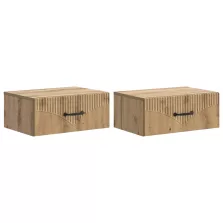   vidaXL Fali éjjeli szekrény 2 pcs Kézműves Tölgy 49 x 34,5 x 20 cm