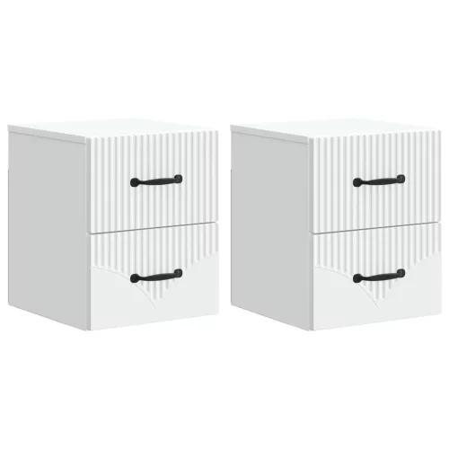 vidaXL Fali éjjeli szekrény 2 pcs Fehér 34,5 x 33 x 40 cm Szerelt Fa
