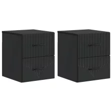   vidaXL Fali éjjeli szekrény 2 pcs Fekete 34,5 x 33 x 40 cm Szerelt Fa