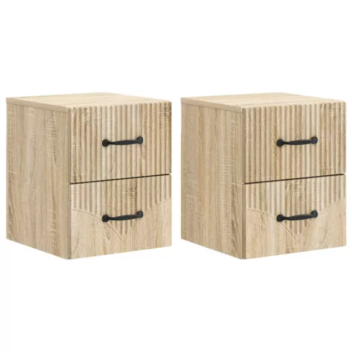 vidaXL Fali éjjeli szekrény 2 pcs Sonoma Tölgy 34,5 x 33 x 40 cm