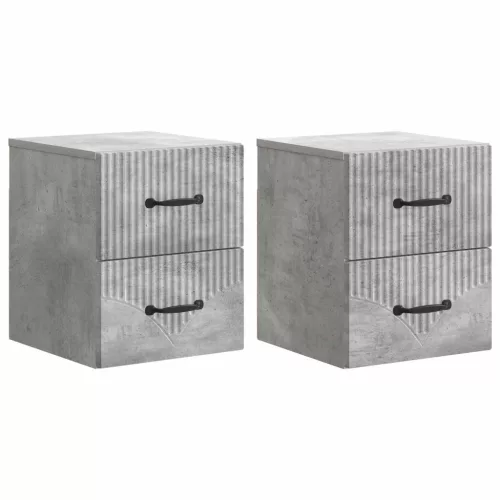 vidaXL Fali éjjeli szekrény 2 pcs Betonszürke 34,5 x 33 x 40 cm