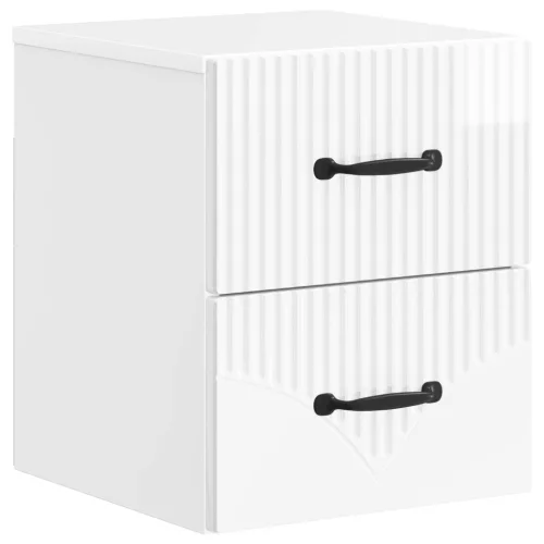 vidaXL Fali éjjeli szekrény fiókkal Magasfényű Fehér 34,5 x 33 x 40 cm