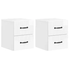  vidaXL Fali éjjeli szekrény 2 pcs Magasfényű Fehér 34,5 x 33 x 40 cm