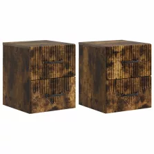   vidaXL Fali éjjeli szekrény 2 pcs Füstös Tölgy 34,5 x 33 x 40 cm