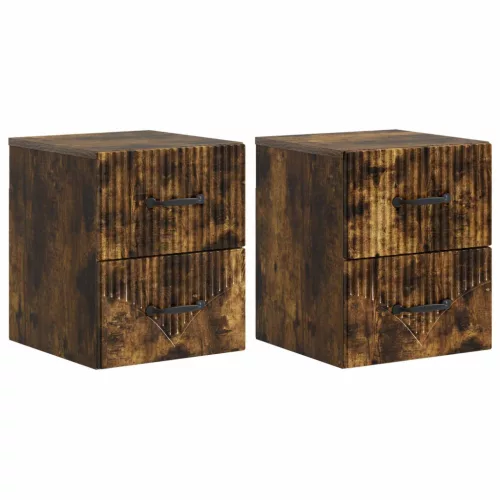 vidaXL Fali éjjeli szekrény 2 pcs Füstös Tölgy 34,5 x 33 x 40 cm