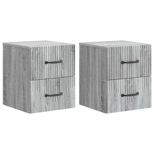 vidaXL Fali éjjeli szekrény 2 pcs Szürke Sonoma 34,5 x 33 x 40 cm