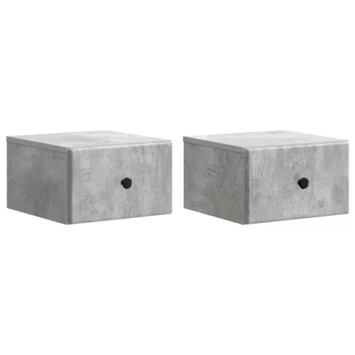 vidaXL Fali éjjeli szekrény 2 pcs Betonszürke 34,5 x 33 x 20 cm