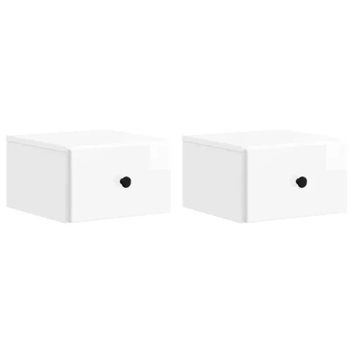 vidaXL Fali éjjeli szekrény 2 pcs Magasfényű Fehér 34,5 x 33 x 20 cm