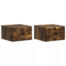   vidaXL Fali éjjeli szekrény 2 pcs Füstös Tölgy 34,5 x 33 x 20 cm