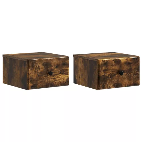 vidaXL Fali éjjeli szekrény 2 pcs Füstös Tölgy 34,5 x 33 x 20 cm