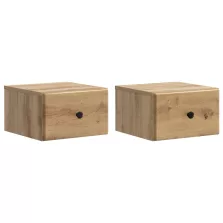   vidaXL Fali éjjeli szekrény 2 pcs Kézműves Tölgy 34,5 x 33 x 20 cm