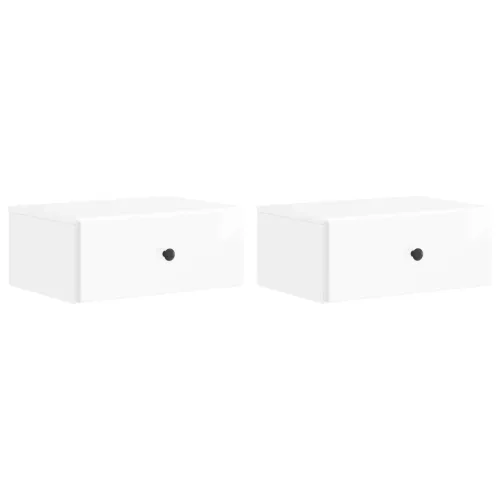 vidaXL Fali éjjeli szekrény 2 pcs Magasfényű Fehér 49 x 34,5 x 20 cm
