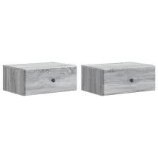   vidaXL Fali éjjeli szekrény 2 pcs Szürke Sonoma 49 x 34,5 x 20 cm