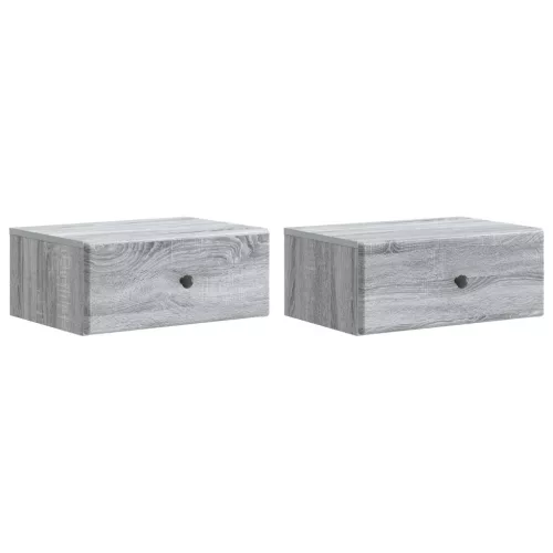 vidaXL Fali éjjeli szekrény 2 pcs Szürke Sonoma 49 x 34,5 x 20 cm