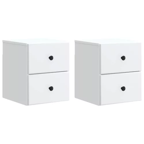 vidaXL Fali éjjeli szekrény 2 pcs Fehér 34,5 x 33 x 40 cm Szerelt Fa