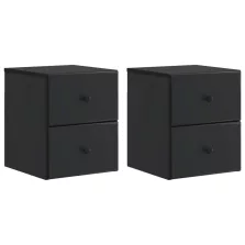   vidaXL Fali éjjeli szekrény 2 pcs Fekete 34,5 x 33 x 40 cm Szerelt Fa