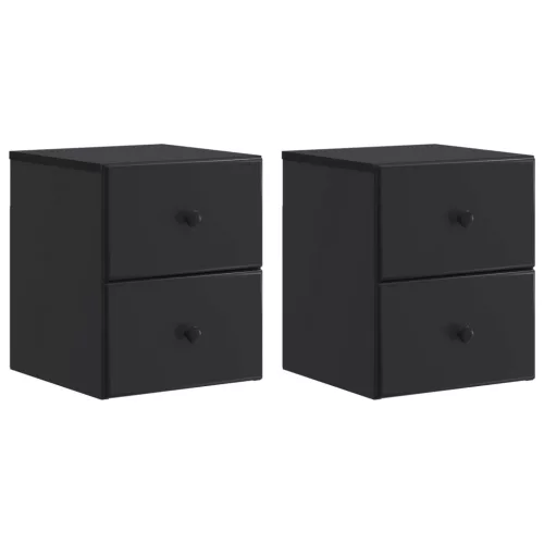 vidaXL Fali éjjeli szekrény 2 pcs Fekete 34,5 x 33 x 40 cm Szerelt Fa