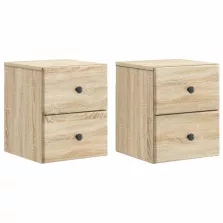   vidaXL Fali éjjeli szekrény 2 pcs Sonoma Tölgy 34,5 x 33 x 40 cm