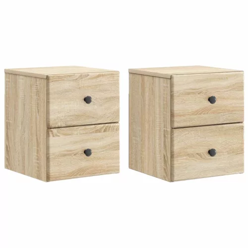 vidaXL Fali éjjeli szekrény 2 pcs Sonoma Tölgy 34,5 x 33 x 40 cm