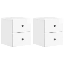   vidaXL Fali éjjeli szekrény 2 pcs Magasfényű Fehér 34,5 x 33 x 40 cm