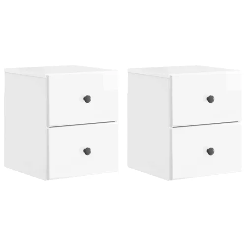 vidaXL Fali éjjeli szekrény 2 pcs Magasfényű Fehér 34,5 x 33 x 40 cm