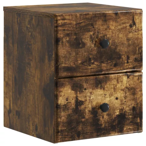 vidaXL Fali éjjeli szekrény Füstös Tölgy 34,5 x 33 x 40 cm Szerelt Fa