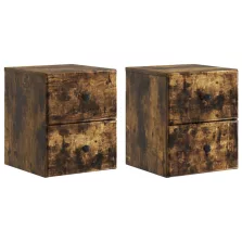   vidaXL Fali éjjeli szekrény 2 pcs Füstös Tölgy 34,5 x 33 x 40 cm