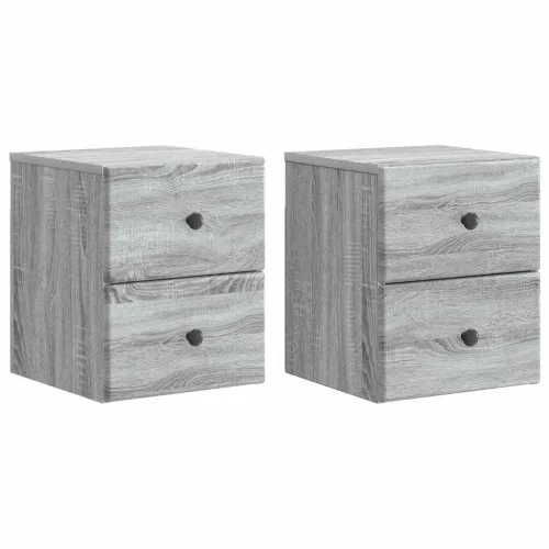 vidaXL Fali éjjeli szekrény 2 pcs Szürke Sonoma 34,5 x 33 x 40 cm