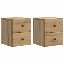   vidaXL Fali éjjeli szekrény 2 pcs Kézműves Tölgy 34,5 x 33 x 40 cm