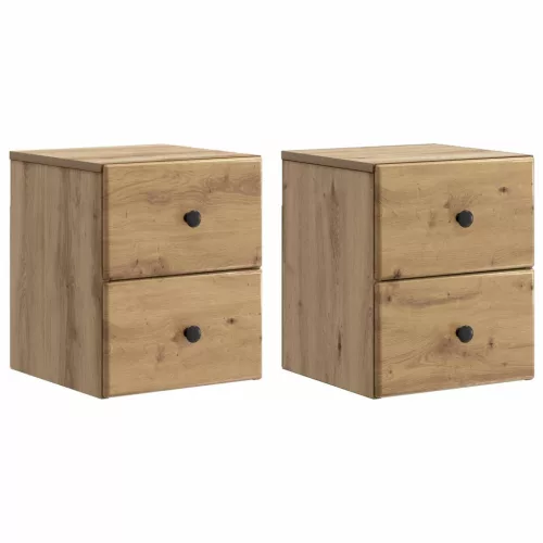 vidaXL Fali éjjeli szekrény 2 pcs Kézműves Tölgy 34,5 x 33 x 40 cm