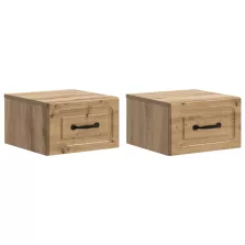   vidaXL Fali éjjeli szekrény 2 pcs Kézműves Tölgy 34,5 x 33 x 20 cm