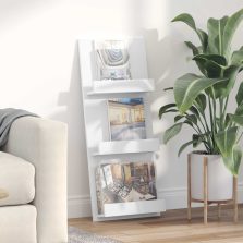   vidaXL Magazin állvány polcokkal Fehér 51 x 11 x 102 cm Faanyag