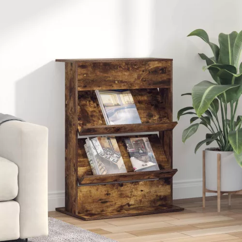 vidaXL Magazin állvány polcokkal Füstölt tölgy 70 x 41 x 96 cm Faanyag