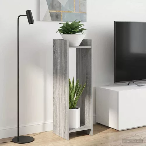 vidaXL Növényállvány 2 pcs Szürke Sonoma 30 x 30 x 100 cm Mérnöki fa