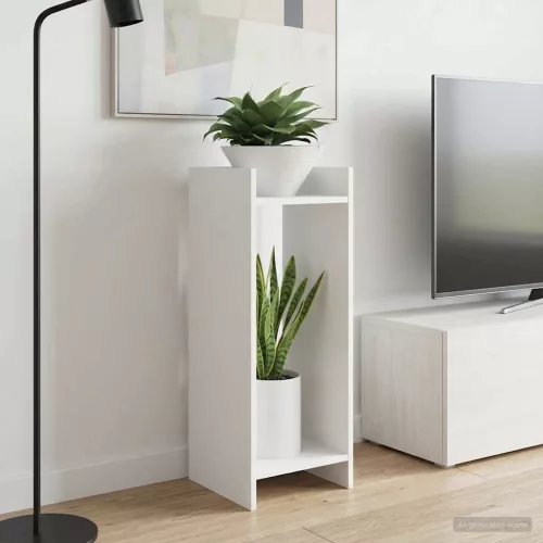 vidaXL Növényállvány polcokkal 2 pcs Fehér 30 x 30 x 80 cm Mérnöki fa
