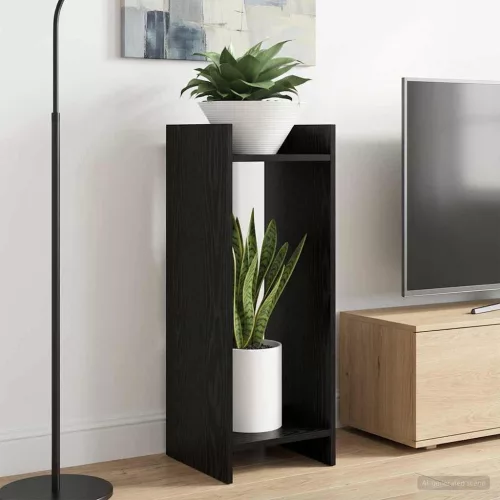 vidaXL Növényállvány polcokkal Fekete Tölgy 30 x 30 x 80 cm Mérnöki fa
