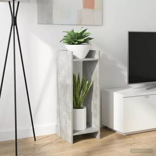 vidaXL Növényállvány polcokkal Beton Szürke 30 x 30 x 80 cm Mérnöki fa