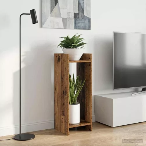 vidaXL Növényállvány polcokkal Öreg fa 30 x 30 x 80 cm Mérnöki fa