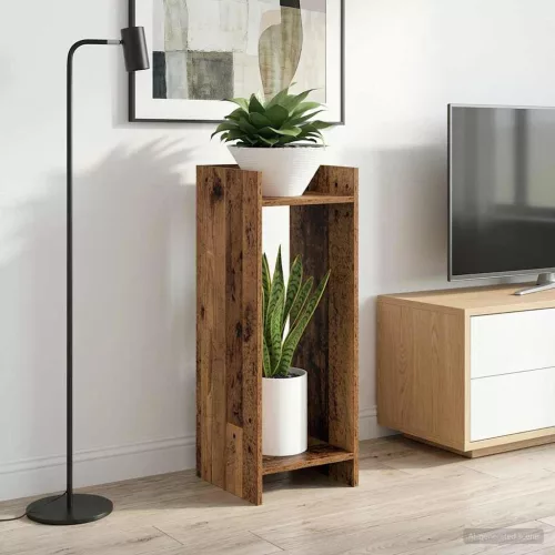 vidaXL Növényállvány 2 pcs Öreg fa 30 x 30 x 80 cm Mérnöki fa
