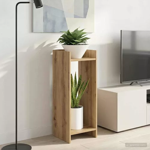 vidaXL Növényállvány 2 pcs Kézműves Tölgy 30 x 30 x 80 cm Mérnöki fa