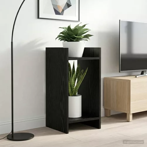 vidaXL Növényállvány polcokkal Fekete Tölgy 30 x 30 x 60 cm Mérnöki fa