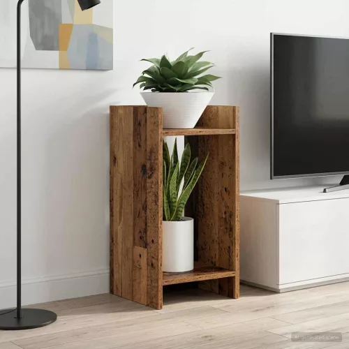 vidaXL Növényállvány polcokkal Öreg fa 30 x 30 x 60 cm Mérnöki fa