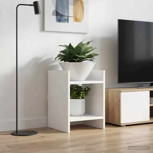vidaXL Növényállvány polcokkal Fehér 30 x 30 x 40 cm Mérnöki fa