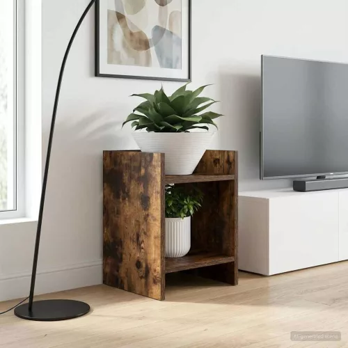 vidaXL Növényállvány 2 pcs Füstölt Tölgy 30 x 30 x 40 cm Mérnöki fa