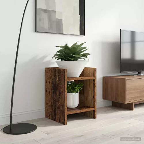 vidaXL Növényállvány polcokkal Öreg fa 30 x 30 x 40 cm Mérnöki fa