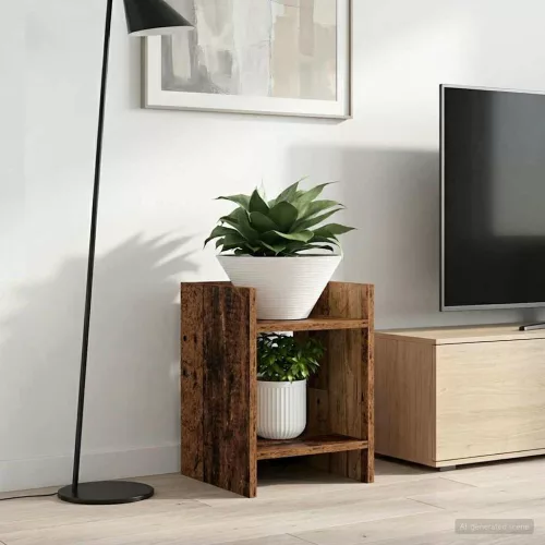 vidaXL Növényállvány 2 pcs Öreg fa 30 x 30 x 40 cm Mérnöki fa