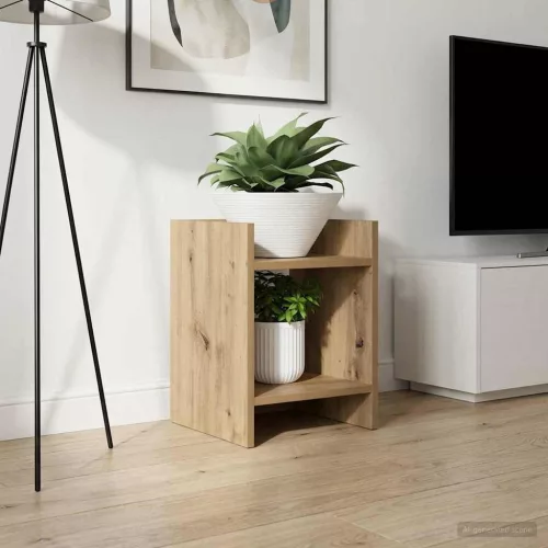 vidaXL Növényállvány Kézműves Tölgy 30 x 30 x 40 cm Mérnöki fa